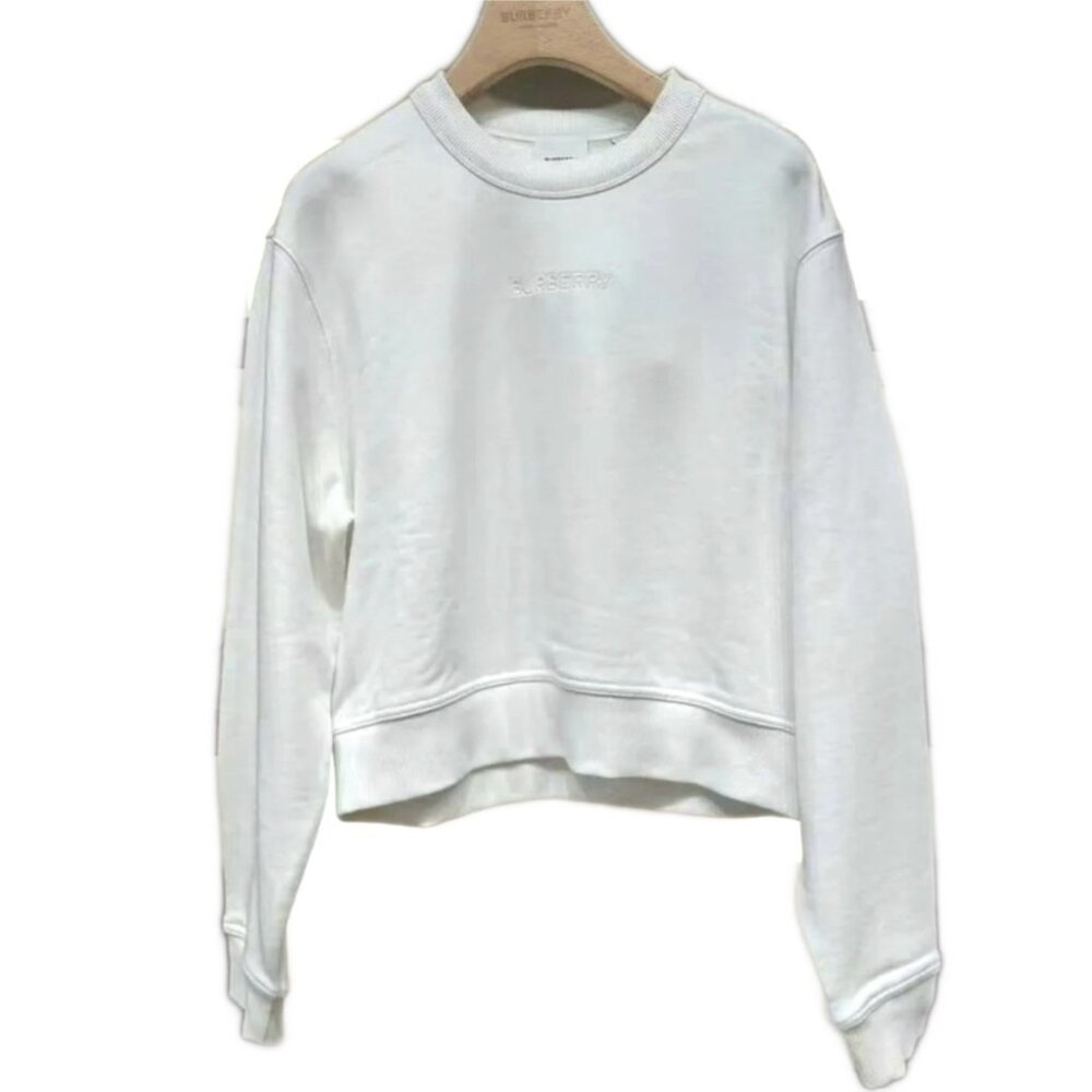 Burberry Women's Torto Crewneck Cotton Sweatshirt White S 8084389
